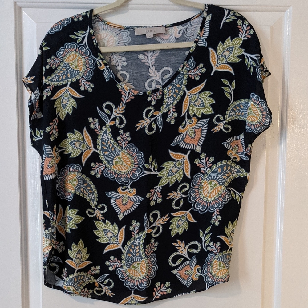 LOFT floral print, dolman sleeve top